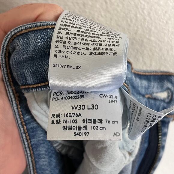 Levi’s 721 High Rise Skinny Jeans Women 30x30 Light Wash Frayed Hem Denim - Picture 7 of 7